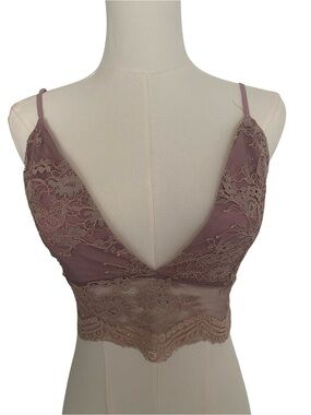 Tobi Dusty Rose Lace Longline Bralette